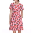 thumbnail image 1 of Bixox Robe d'Été à Manches Courtes pour Femmes Robe Ample Longueur Genou avec Poches-Fraise, 1 of 7