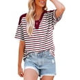 thumbnail image 1 of Hombro Frío Tops Mujeres Cuello en V Manga Corta Fuera Del Hombro Color Sólido Blusa Casual Suave Poliéster Primavera Verano Moda, 1 of 5