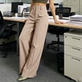 thumbnail image 5 of VBVC Women's Corduroy High Waisted Trousers , Work Wide Leg Pants For Women , Ladies' Double Button Slacks with Pockets, Khaki , S-3XL, 5 of 9