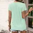 thumbnail image 5 of Scyoekwg Summer Tops for Women Short Sleeve V-Neck Lace Basic Tops Casual Loose Comfy Blouse Tshirt Going Out Tops Classic Solid Color T Shirt (Green,XL), 5 of 5