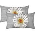 thumbnail image 7 of Grey Gray Spring Daisy Lumbar Pillow Covers 12x20 Set of 2 Cute Floral Summer Outdoor Decorative Throw Pillows Flower Pillowcases Linen Rectangle Cushion Case Decor for Home Sofa Couch Bed, 7 of 7