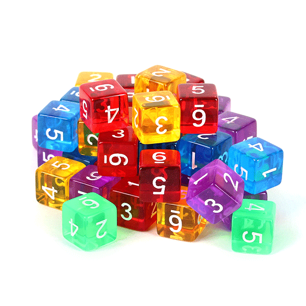 50 Six Sided Dice Numbered Translucent Dice With At Least 5 Different