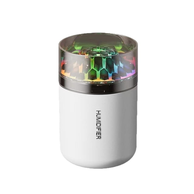 Mini humidificador con luz ambiental de 7 colores, humidificador de escritorio portátil de bajo ruido Blanco