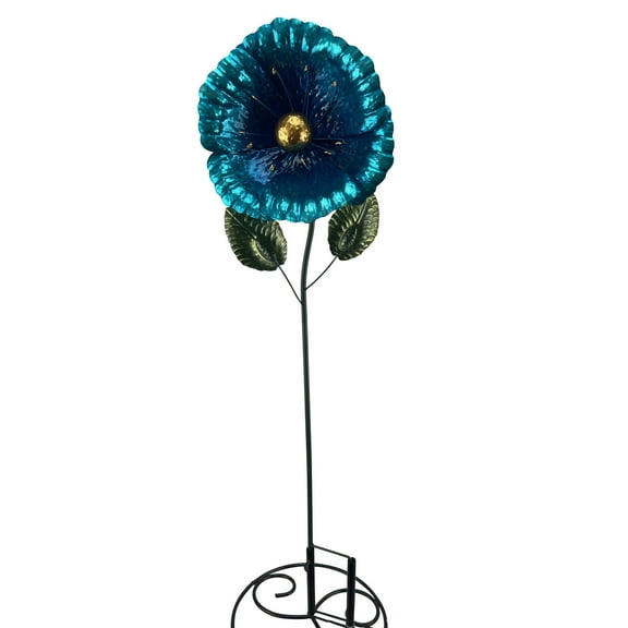 Red Carpet Studios 35471 Poppy Flower Garden Stake Blue