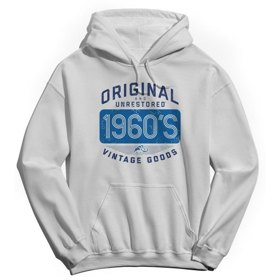 Original & Unrestored Built In The Sixties 2 Graphic White Men's Cotton Pullover Hoodie
