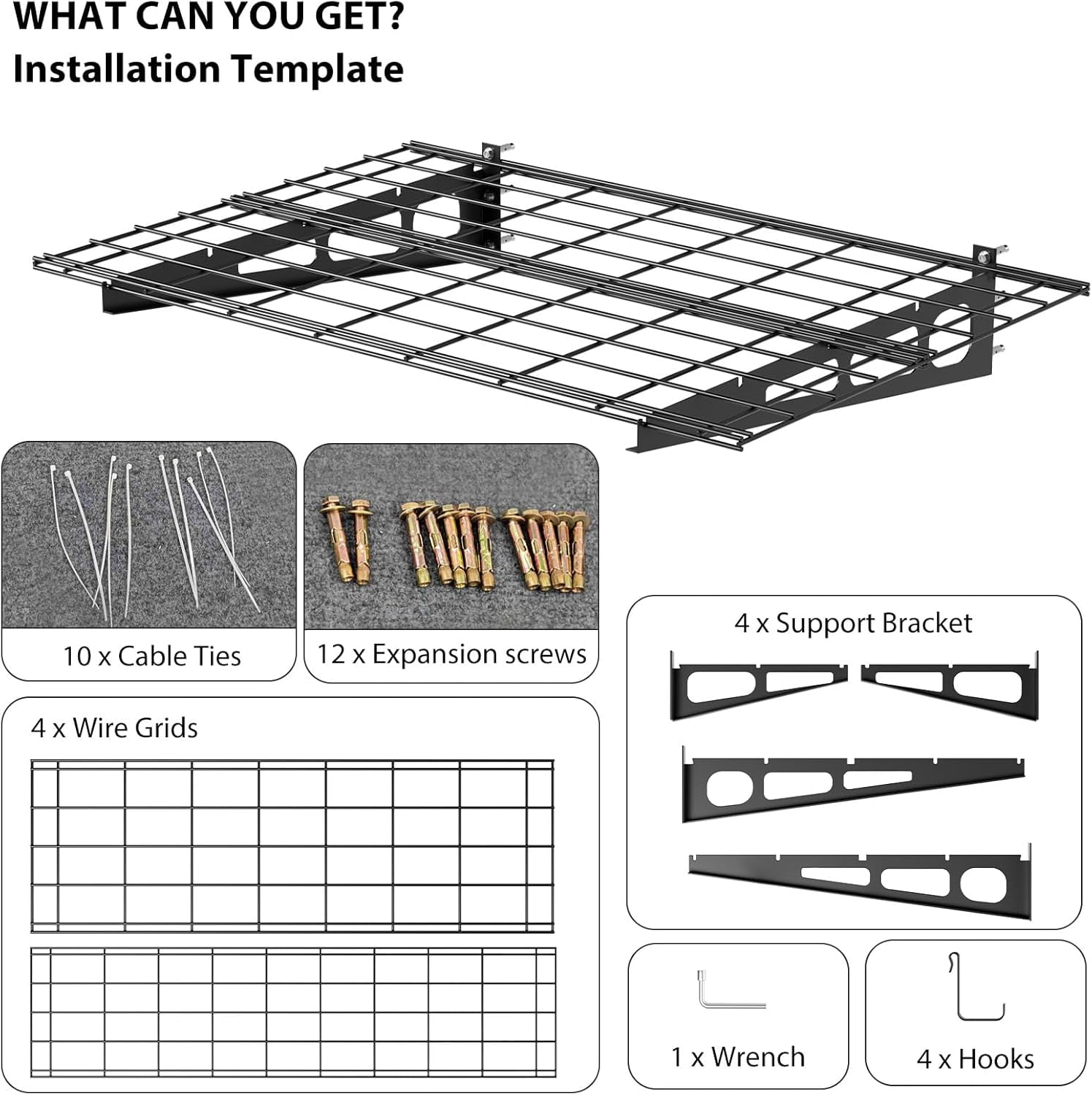 2 Tier Garage Shelving Wall Mounted,Garage Wall Shelving Heavy Duty, Metal Wall Shelf,Sturdy Shelf for Wall Storage,Garage Storage Rack Floating Shelves For Kitchen Shop, Shed, Garage Storage