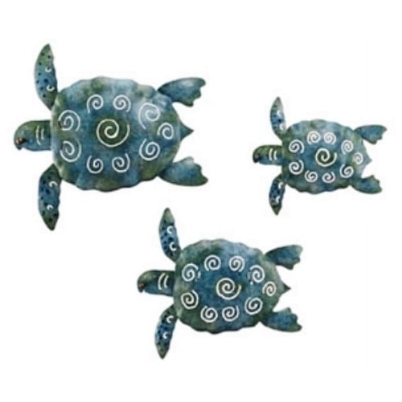 Ocean Life Sea Turtle Trio Metal Wall Decor Set of 3