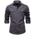thumbnail image 2 of ZUKMRJPC Men's Long Sleeve Work Shirt Casual Lightweight Slim Fit Button Down Lapel Cargo Tactical Shirts with Flap Pockets, 2 of 4