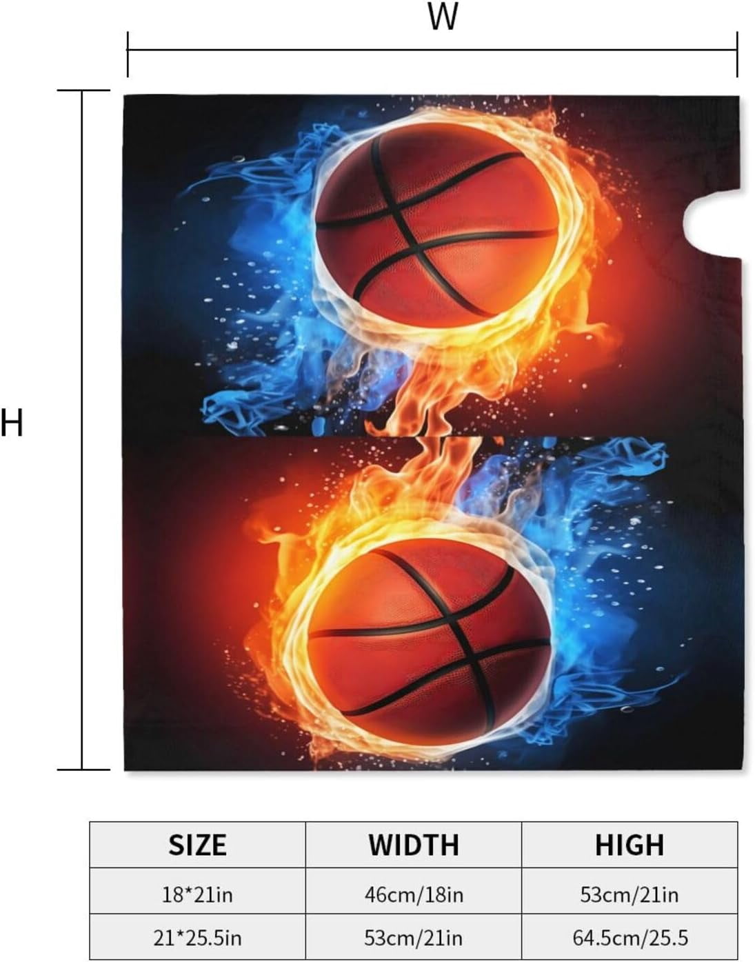 Basketball Mailbox Covers, Fire and Water Magnetic Post Box Cover Wraps Standard Size 21x18 in for Garden Yard Decor