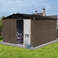 thumbnail image 2 of Metal Outdoor Storage Shed, 10ft x 8 ft Large Sheds and Outdoor Storage House with Lockable Door, Garden Storage Shed Pet House for Lawnmower, Garden Tools, Bike, Garage, Brown, 2 of 5