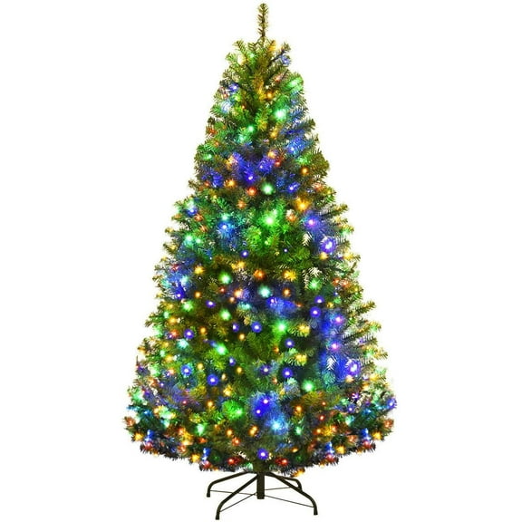 Topbuy 5'Artificial Christmas Tree PVC Material Metal Stand Holidy Decoration w/ 150 LED Lights