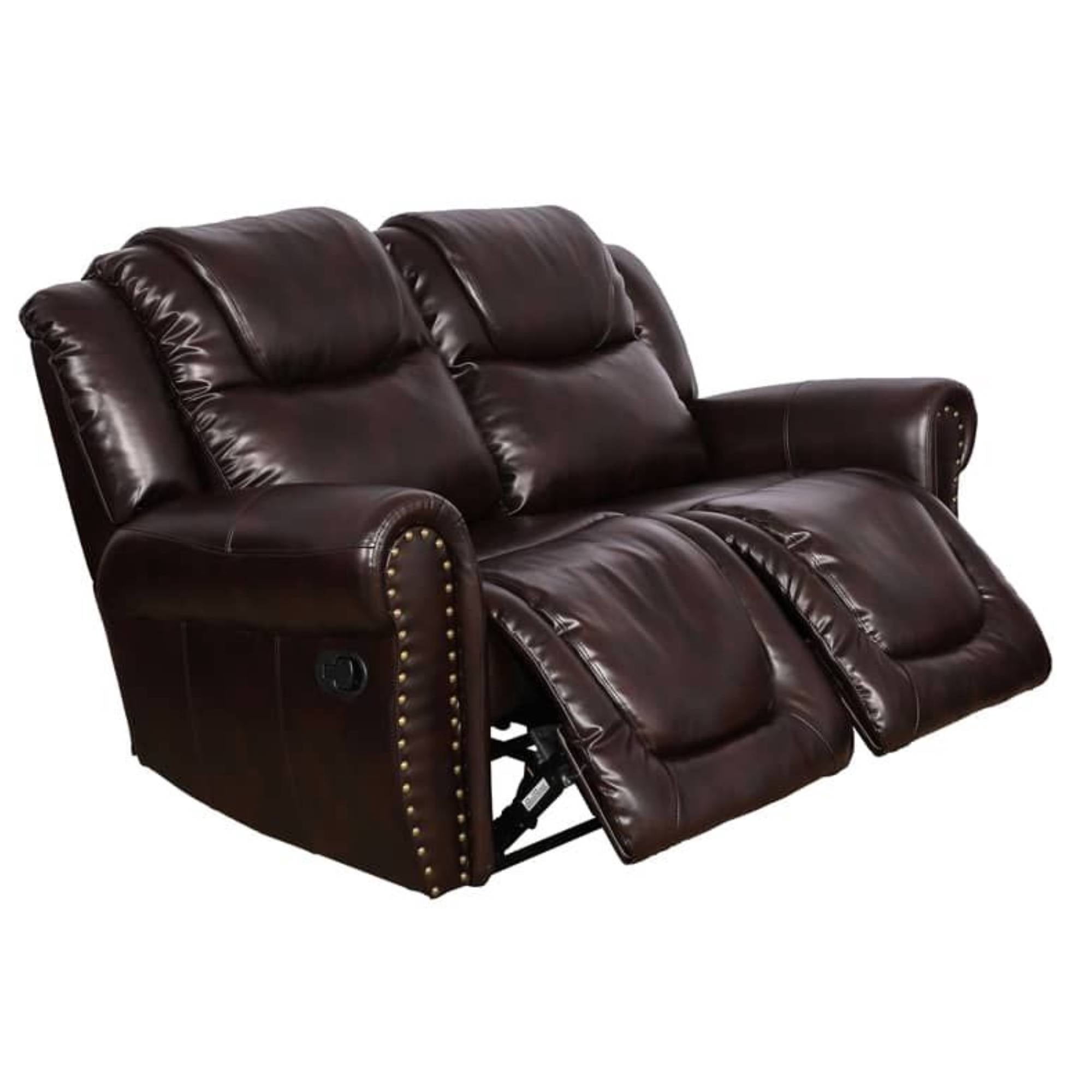 Manual Recliner Chair, Modern Leather Recline Loveseat Chair with Comfortable Arms Reclining Single Sofa for Living Room,Espresso
