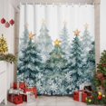 thumbnail image 6 of Small Stall Shower Curtain 36x72 Inch Narrow Half Size Green Christmas Tree Bath Curtains Bathroom Decor, Xmas Yellow Star Snowflake Forest Waterproof Fabric Shower Curtain Set with Hooks 36 Inch, 6 of 8