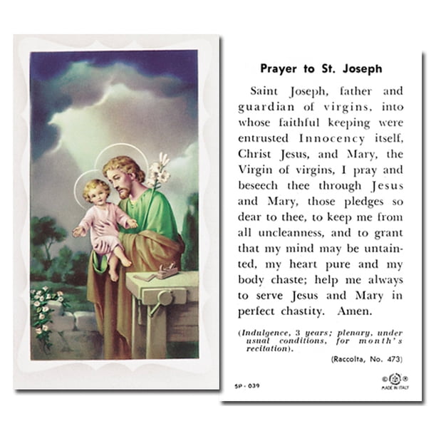 Saint Joseph The Worker Holy Card Paper Holy Prayer Card