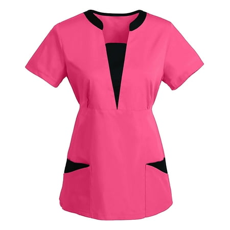 

Women Scrubs Top Solid Color Pants Set Suit V Neck Short Sleeve Suits Sets With Pocket Spring Summer Daily Nursing Uniforms Nursing Care Working Uniforms