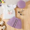 thumbnail image 2 of Splozh Girls Spring Outfits Toddler Girls' Outfit Set, 3 Piece Embroidered Pullover Skirt with Hat for Party Photos Purple,12-18 Months, 2 of 8