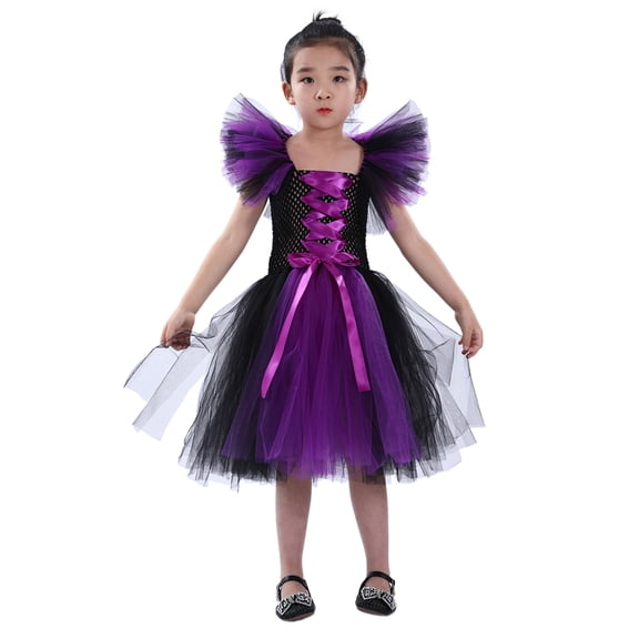 LUOGENLI Girls' Dresses Size 10-12 for Graduation Black Toddler Kids Baby Girls Magnificent Witch Black Gown Fancy Dress up Party Tulle Dresses Girls' Dresses Girls Dresses 5T Fancy 4