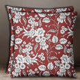 thumbnail image 2 of S4Sassy Square Maroon Floral Print Cushion Cover Decorative Cotton Poplin Pillow Case 1 Pair-26 x 26 Inches, 2 of 4