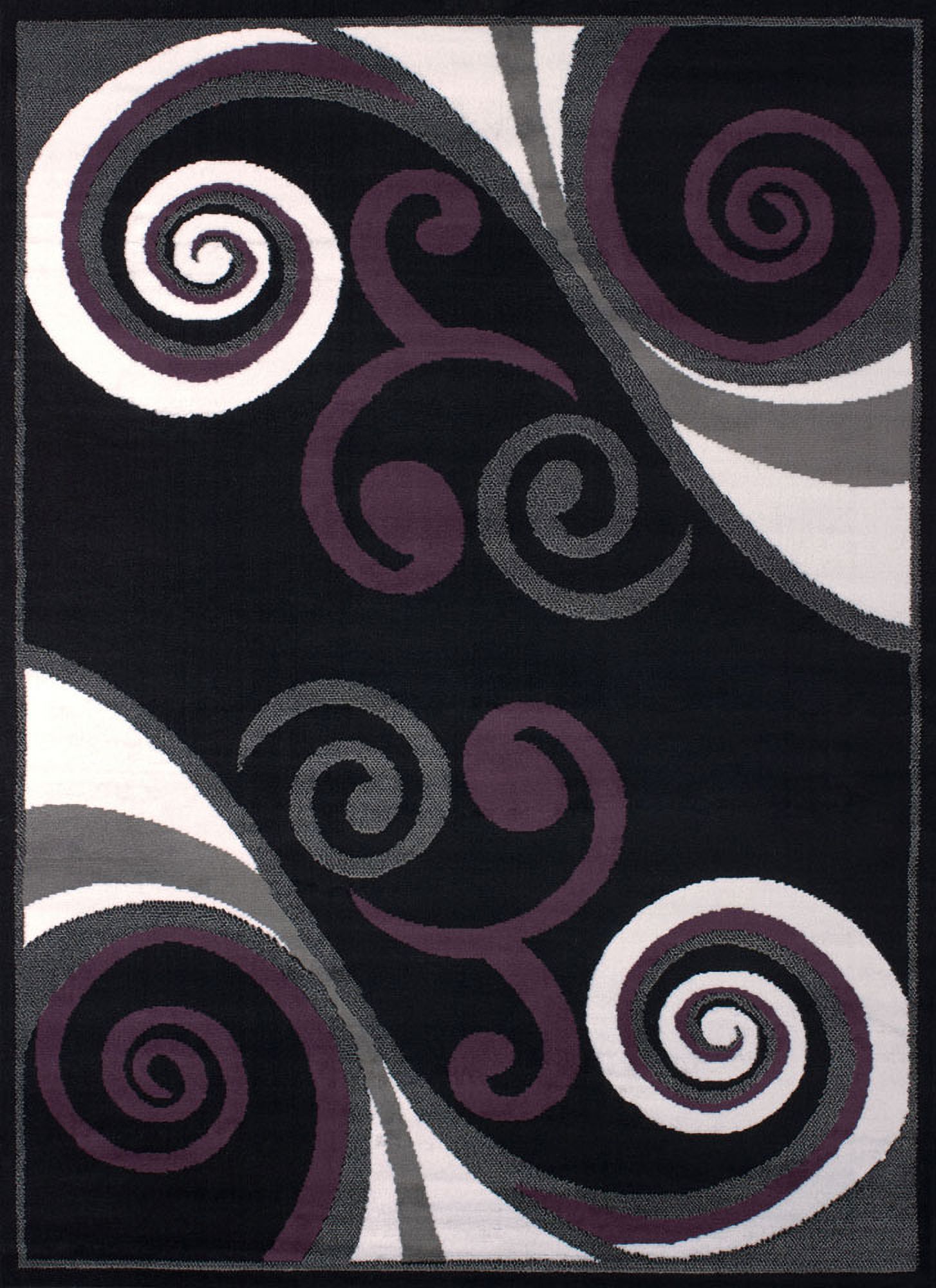 Designer Home Soft Transitional Indoor Modern Area Rug Curvy Swirls  - Actual Size: 7' 10" x 10' 6" Rectangle (Black) - image 2 of 5