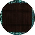 thumbnail image 1 of Ahgly Company Machine Washable Indoor Round Abstract Turquoise Blue Modern Area Rugs, 7' Round, 1 of 4