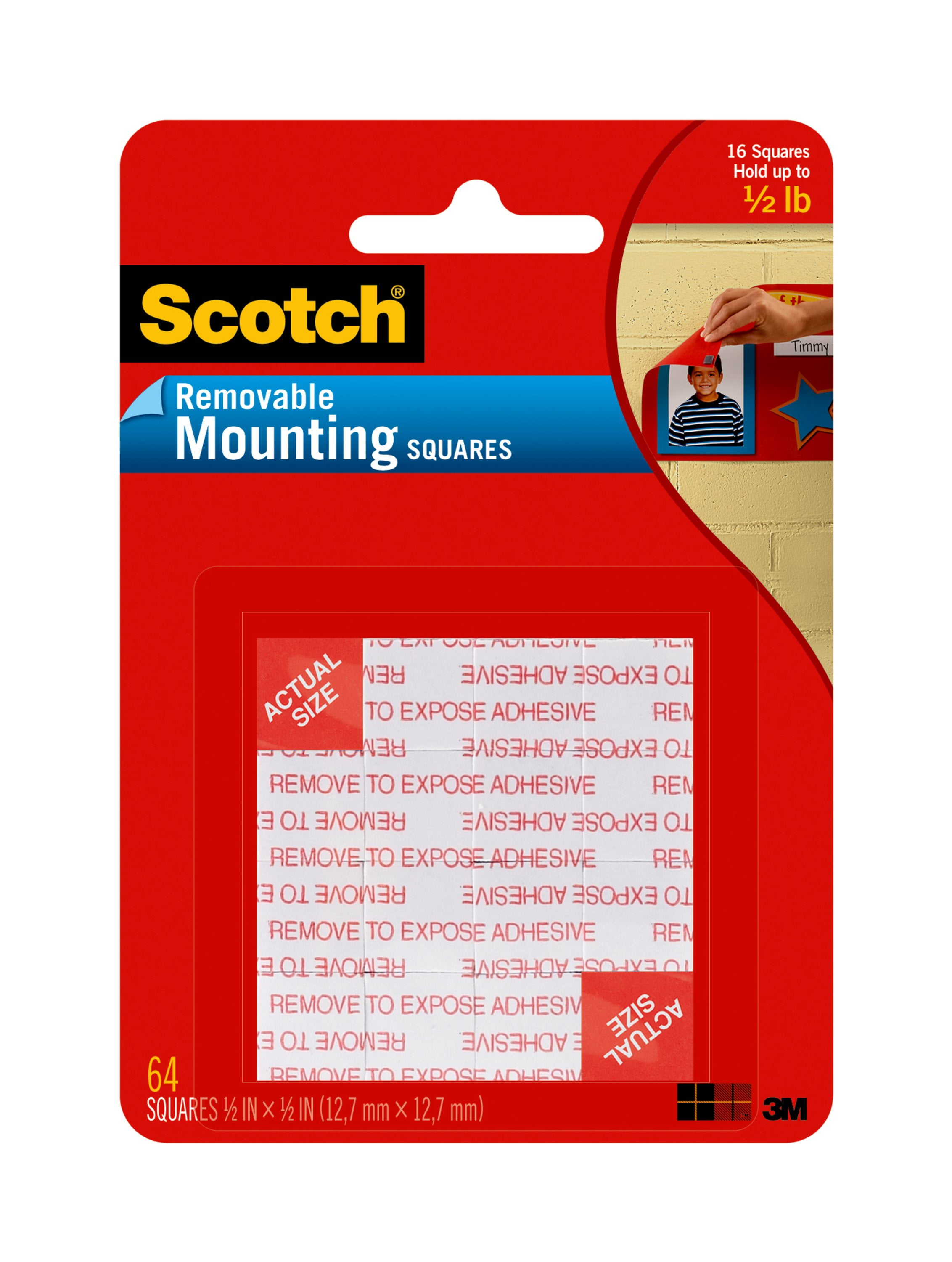 Scotch Mounting Squares, 1/2 in. x 1/2 in., Black, 64/Pack