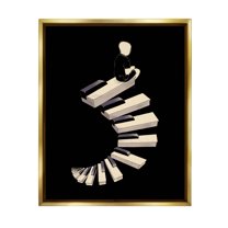 Stupell Industries Surreal Piano Keys Spiral Graphic Art Metallic Gold Floating Framed Canvas Print Wall Art, Design by Matheus Lopes Castro