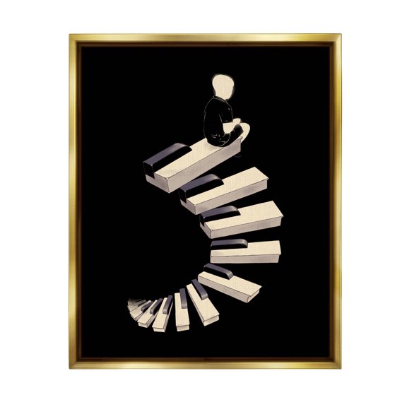 Stupell Industries Surreal Piano Keys Spiral Graphic Art Metallic Gold Floating Framed Canvas Print Wall Art, Design by Matheus Lopes Castro