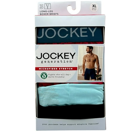 Jockey Men's 3pk Active Microfiber Boxer Briefs Sz XL Stretch Fabric Multicolor