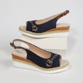 thumbnail image 5 of Espadrilles Wedge Sandals for Women Peep Toe Fashion Buckle Strap Summer Dress Shoes Adjustable Slingback Heels Blue Size 8.5, 5 of 8
