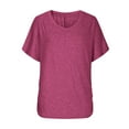thumbnail image 3 of Oversized T-Shirts Women's V Neck T Shirts Short Sleeve Tunic Tops Basic Tee Loose Fitting Casual Tops Side Ruched Tunic Shirts Summer Tops for Women Striped T-Shirt M, 3 of 8