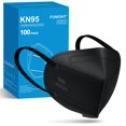 thumbnail image 1 of Mascarilla facial Funight KN95, filtro de 5 capas ≥ 95% negro, paquete de 100, 1 of 6