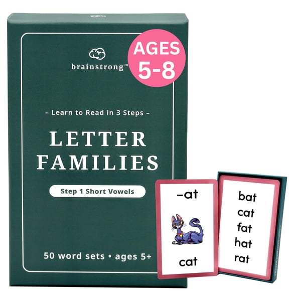 Brainstrong Familias de Letras 250 Tarjetas de Palabras Fonéticas