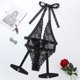 thumbnail image 4 of Gibobby Ropa interior mujer Conjunto de Lencería Sexy para Mujer con Cinturones de Liga Conjunto de Sujetador y Bragas de Encaje Sexy(Negro, XG), 4 of 5