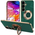 thumbnail image 1 of czcpp-Electroplated Magnetic Ring Holder Case for Samsung Galaxy A36 5G, 360 Degree Rotation Metal Anti-Drop Finger Ring Holder Magnet Car Holder Soft Slim Silicone Shockproof Cover - Dark Green, 1 of 4