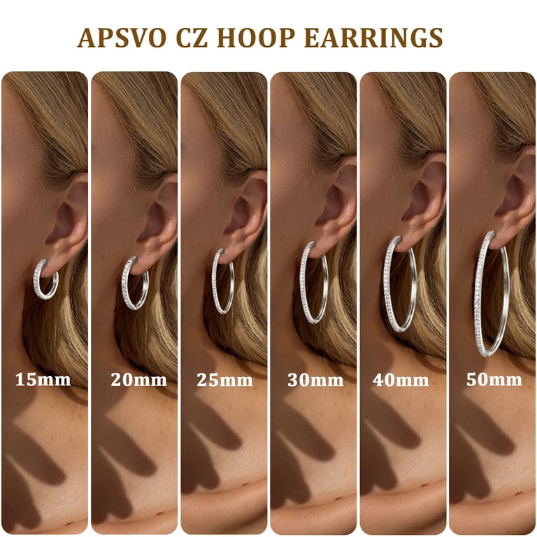 アクセサリー BASENOTES 30mm hoop earrings APSVO, Hoop Earrings, 4 Pairs, Silver 18K White Gold Plated