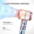 thumbnail image 2 of Blow Dryer with Comb, AIRHYPE Compact 200 Million lonic Hair Dryer with Diffuser, Fast Dry Pink Blow Dryer for Women 110,000RPM Portable Hairdryer for Curly Hair, 4 Temps & 2 Speeds, 2 of 4