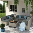thumbnail image 5 of Amopatio 9 Pieces Patio Conversation Set, Outdoor Sectional PE Rattan Wicker Furniture Seat,GRAY, 5 of 8