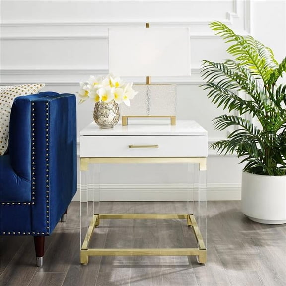Posh Living Briar End Table, White & Gold