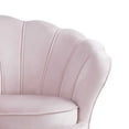 thumbnail image 3 of Lotus 34 Inch Barrel Accent Chair with Scalloped Back, Modern, Pink Velvet- Saltoro Sherpi, 3 of 5