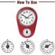 thumbnail image 2 of Reloj de pared con temporizador de cocina retro, rojo, vintage, silencioso, para el hogar. p20241126875, 2 of 5