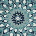 thumbnail image 2 of Laddha Home Designs 6' White and Blue Floral Medallion Hand Tufted Round Wool Area Throw Rug, 2 of 7