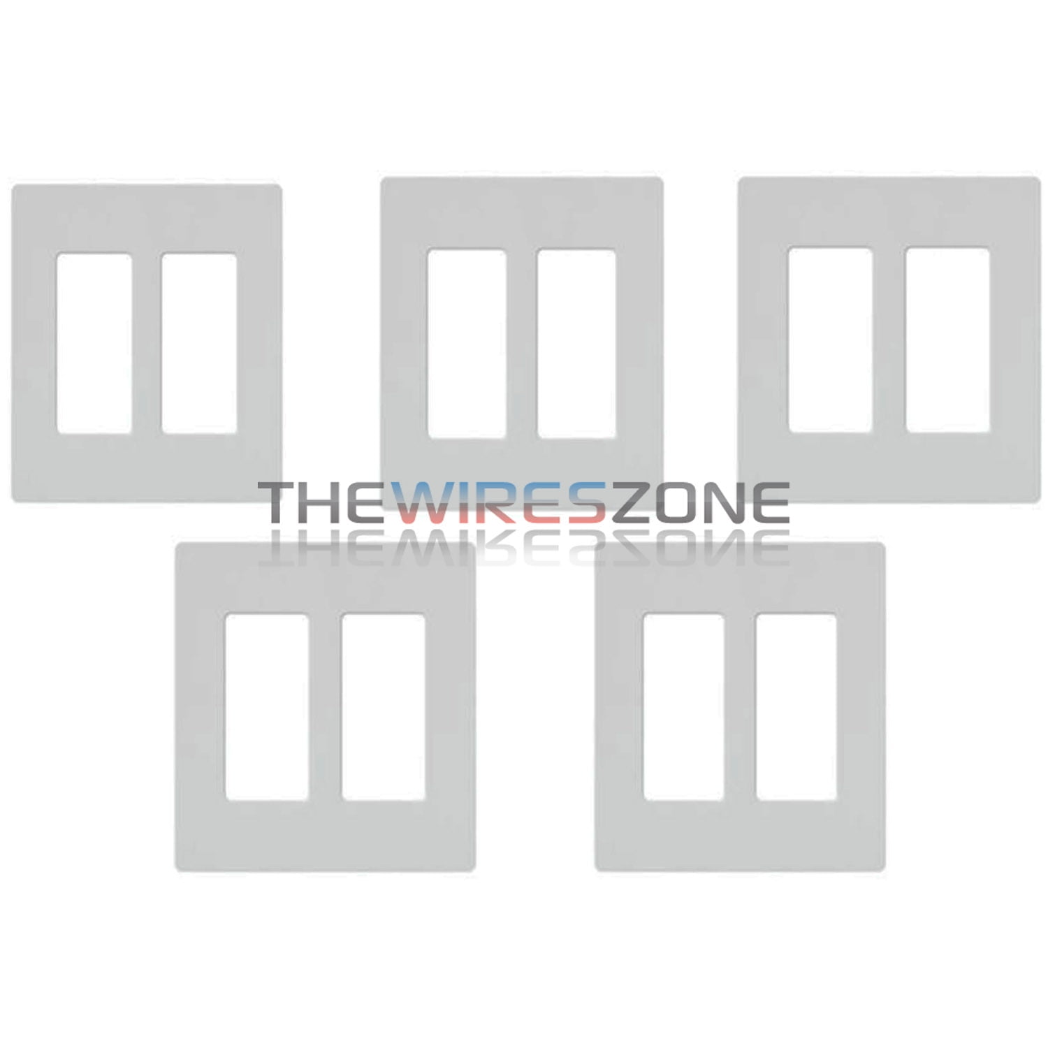 2-Gang Screwless Decorator Wall Plates GFCI Rocker Switch Outlet White (5/Pack)