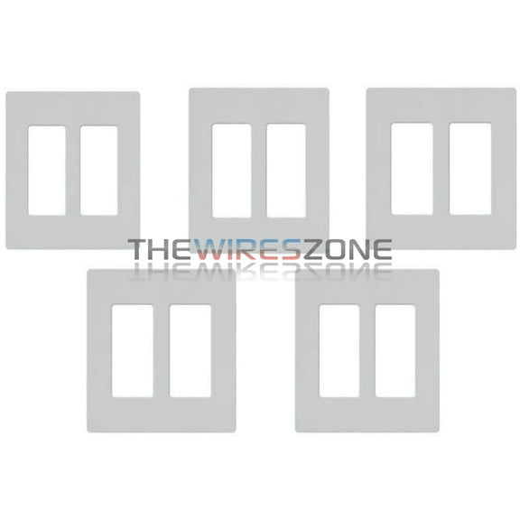 2-Gang Screwless Decorator Wall Plates GFCI Rocker Switch Outlet White (5/Pack)