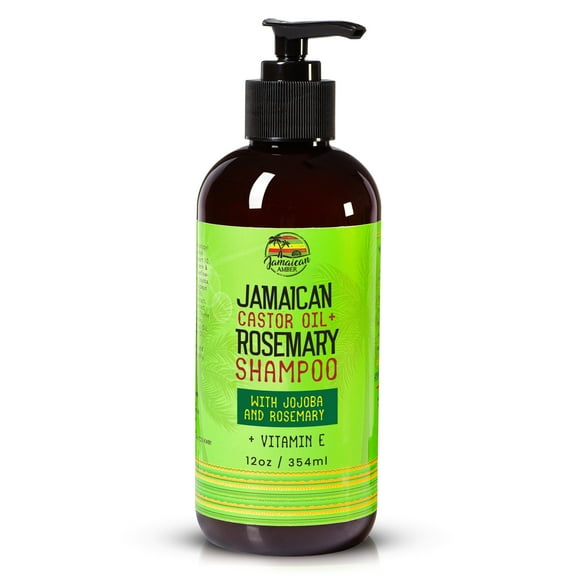 Jamaican Castor Oil & Romero Shampoo (12 oz/354 ml) with Jojoba Oil - Rosemary and Vitamin E for All Hair Types