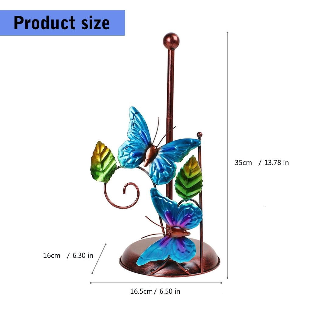 Osdhezcn Freestanding Iron Paper Towel Holder Decoration with Artistic Butterfly Accent