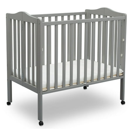 Delta Children Folding Portable Mini Baby Crib with 1.5 inch Mattress Grey Walmart