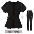 thumbnail image 2 of Gyexs Scrubs for Women Set Zipper Neck Multiple Pockets Workwear Uniform Suits Soft Dailywear Healthcare Scrub (Black Size XXL), 2 of 5