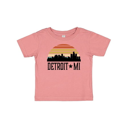 

Inktastic Detroit Michigan Skyline Retro Gift Baby Boy or Baby Girl T-Shirt