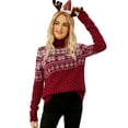 thumbnail image 2 of Musuos Women's Christmas Snowflake Knitted Sweater Long Sleeve High-neck Print Christmas Pullover Knitwear, 2 of 10