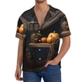 thumbnail image 3 of Honeii 's Modern Skull Sisters for men's short-sleeved button-up collared shirt featuring a pocket, perfect for beach vacations, and travel adventures., 3 of 5
